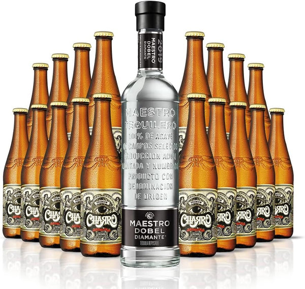 Cerveza Charro Pilsner 18 Pack + Tequila Maestro Dobel Diamante