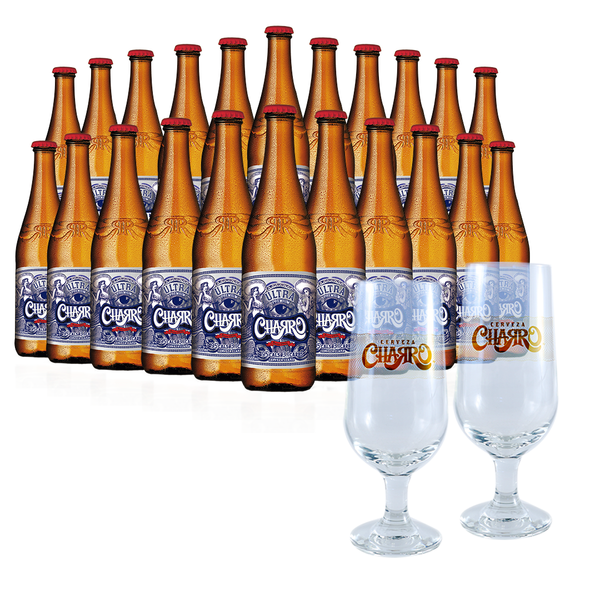 Cerveza Charro Ultra 22 Pack + 2 Chalices