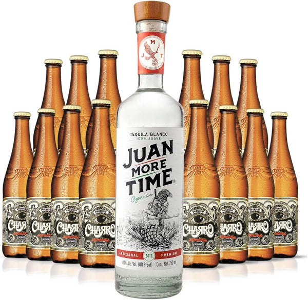 Cerveza Charro Pilsner 18 Pack + Tequila Juan More Time Blanco